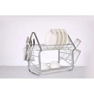 Сушка для посуды Bohmann BH 7335-40 настольная 2 яруса хромированная с поддоном (GW-QR18) 1425 фото