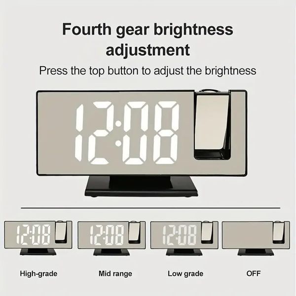 Цифровые часы c проекцией на потолок DS-3618LP Настольные с с зеркальным LED дисплеем Черный 12158 фото