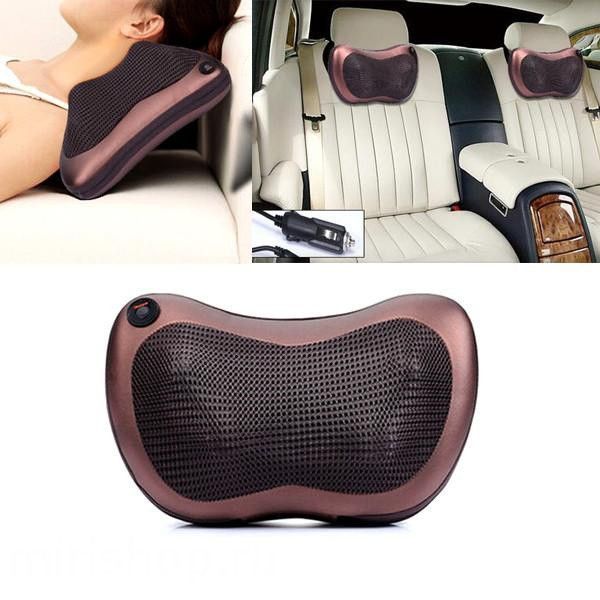 Масажна подушка Massage Pillow QY-8028 Інфрачервоний масажер для тіла шиї та спини роликовий Коричневий 9774 фото