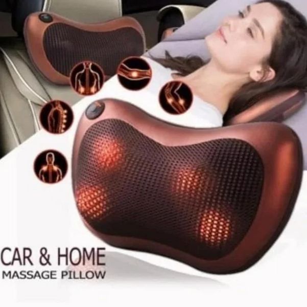 Масажна подушка Massage Pillow QY-8028 Інфрачервоний масажер для тіла шиї та спини роликовий Коричневий 9774 фото