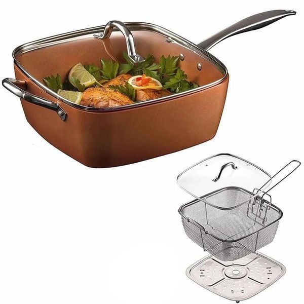 Сковорода універсальна з антипригарним покриттям Copper cook deep square pan 14550 фото