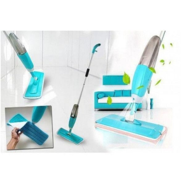 Розумна швабра з розпилювачем і подвійною щіткою 3в1 Spray Healthy Mop довга ручка управління розбризкуванням води універсальна Синя 003l 13472 фото
