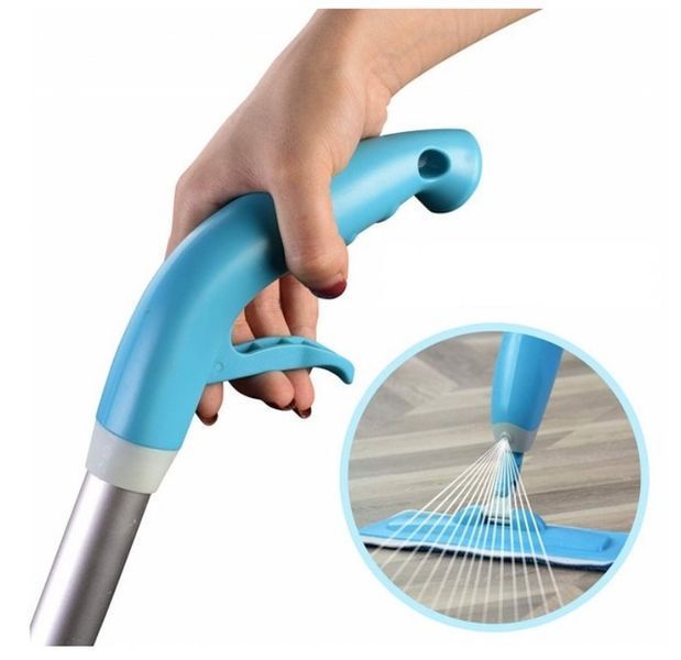 Розумна швабра з розпилювачем і подвійною щіткою 3в1 Spray Healthy Mop довга ручка управління розбризкуванням води універсальна Синя 003l 13472 фото