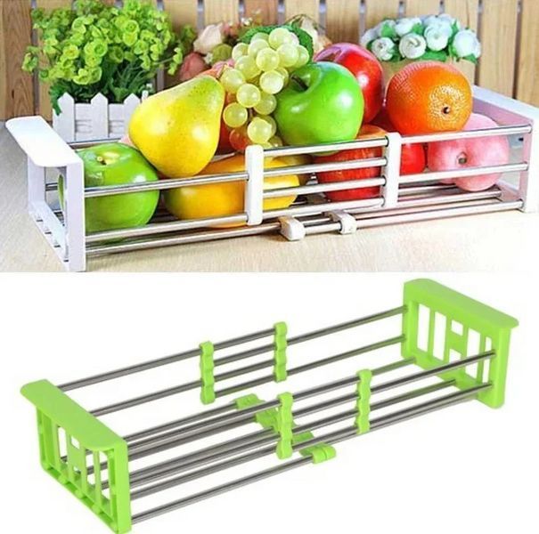 Кухонная полка Многофункциональная складная Kitchen Drain Shelf Rack для сушки посуды и овощей и фруктов от 35см до 54см FF-77 11201 фото