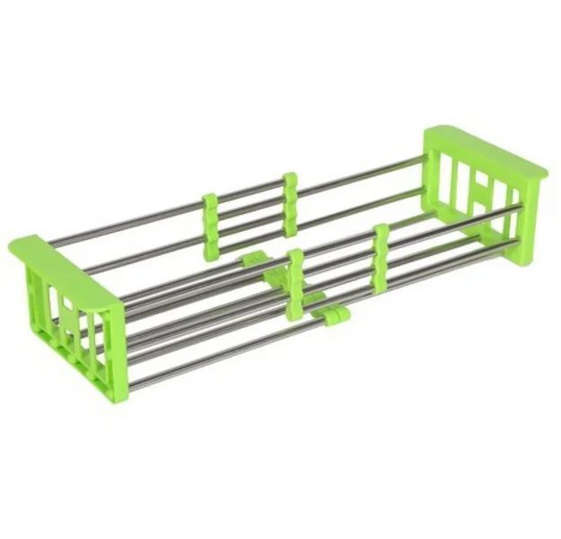 Кухонная полка Многофункциональная складная Kitchen Drain Shelf Rack для сушки посуды и овощей и фруктов от 35см до 54см FF-77 11201 фото