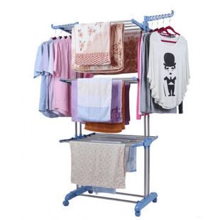 Сушилка для белья напольная Garment Rack Универсальная трехуровневая на колесах складная 9247 фото