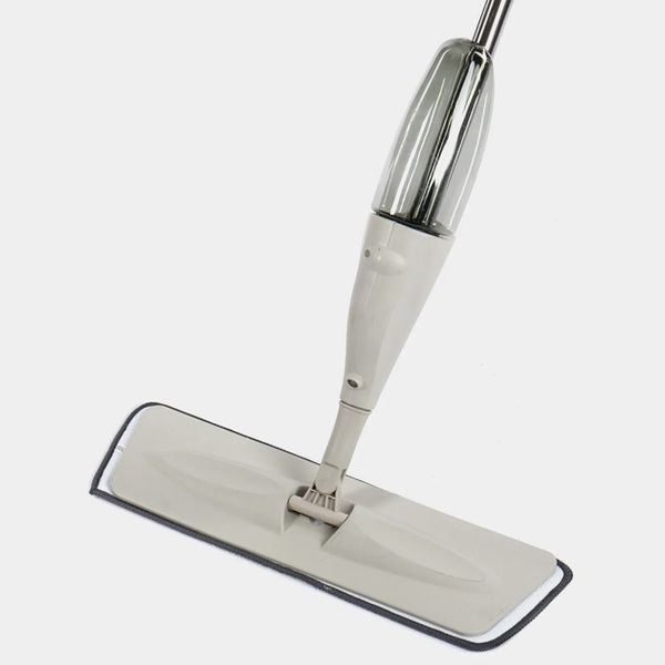Розумна швабра з розпилювачем і подвійною щіткою 3в1 Spray Healthy Mop довга ручка управління розбризкуванням води універсальна Біла 003l 13476 фото