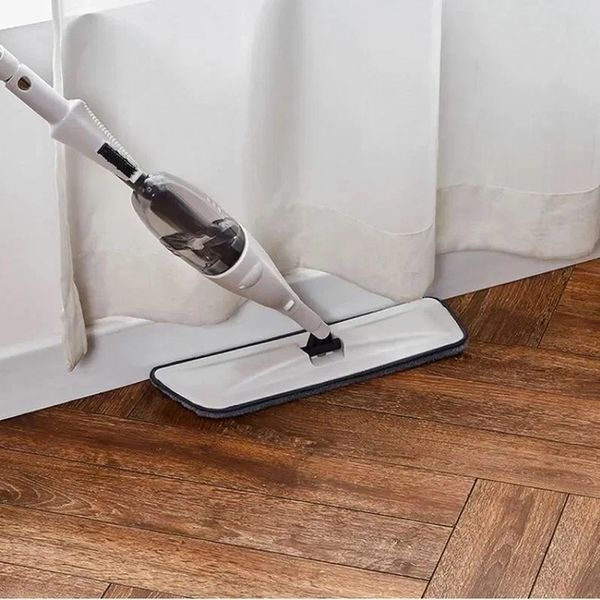 Розумна швабра з розпилювачем і подвійною щіткою 3в1 Spray Healthy Mop довга ручка управління розбризкуванням води універсальна Біла 003l 13476 фото