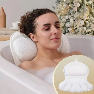 Подушка для ванни Bathtub pillow 10 на присосках, 22 см х 42 см х 6 см, біла 14461 фото
