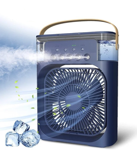 Міні кондиціонер Air Cooler Fan 4в1 Зволожувач з LED підсвіткою нічник USB Синій 12323 фото