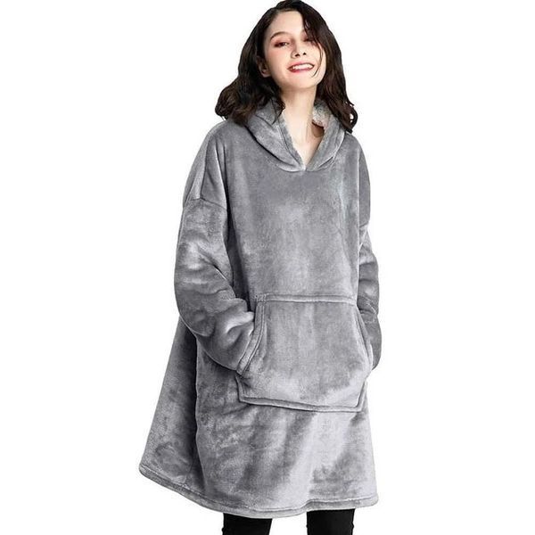Плед толстовка з капюшоном і рукавами Huggle Hoodie оверсайз. Колір: сірий 14823 фото