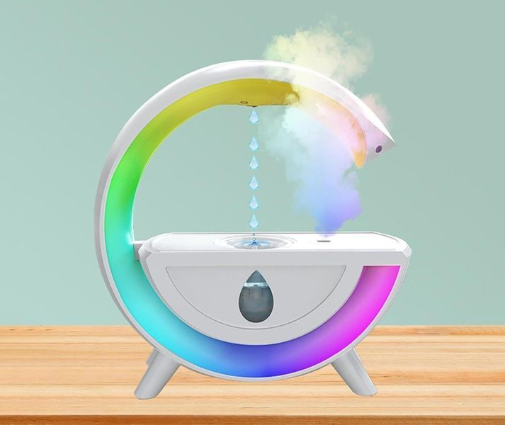 Зволожувач повітря антигравітаційний крапельний ефект, нічник з RGB підсвіткою WHITE 13272 фото