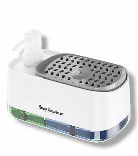 Дозатор для мийного та рідкого мила Dish Soap Dispenser Білий 14517 фото