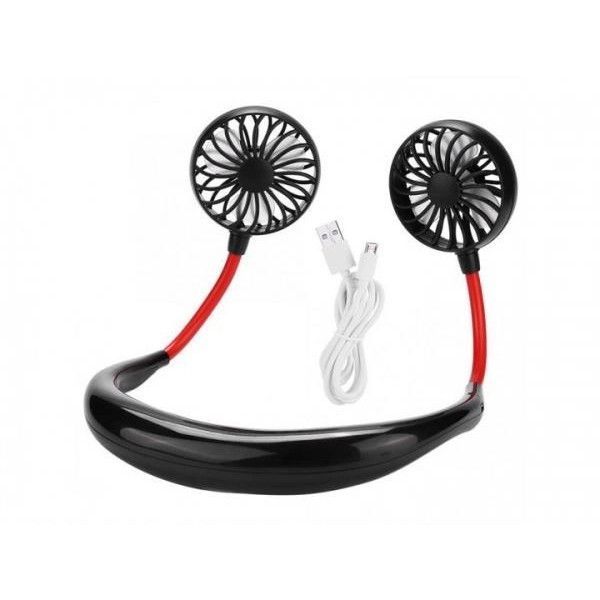 Портативный мини USB охладитель Вентилятор на шею Fan 360&deg; Черно-Красный 12417 фото