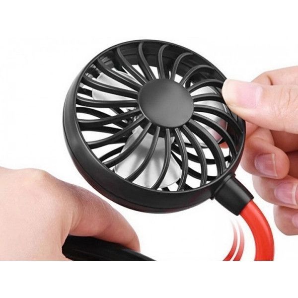 Портативный мини USB охладитель Вентилятор на шею Fan 360&deg; Черно-Красный 12417 фото