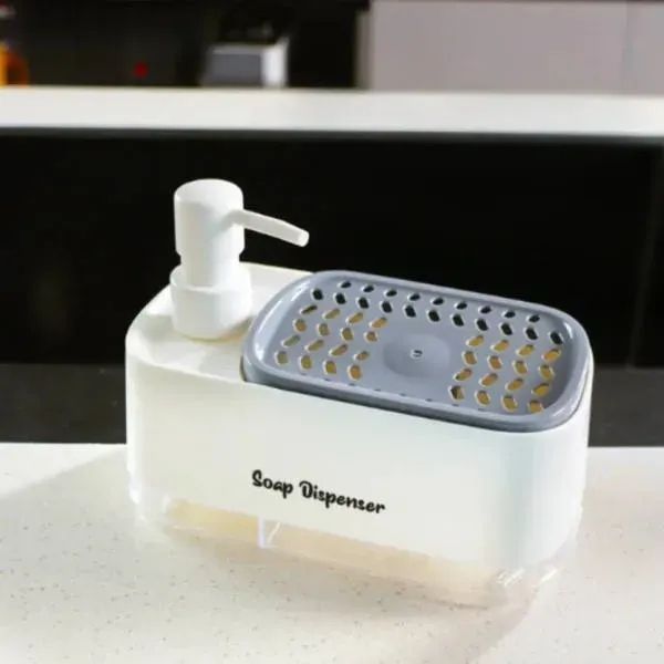 Дозатор для мийного та рідкого мила Dish Soap Dispenser Білий 14517 фото