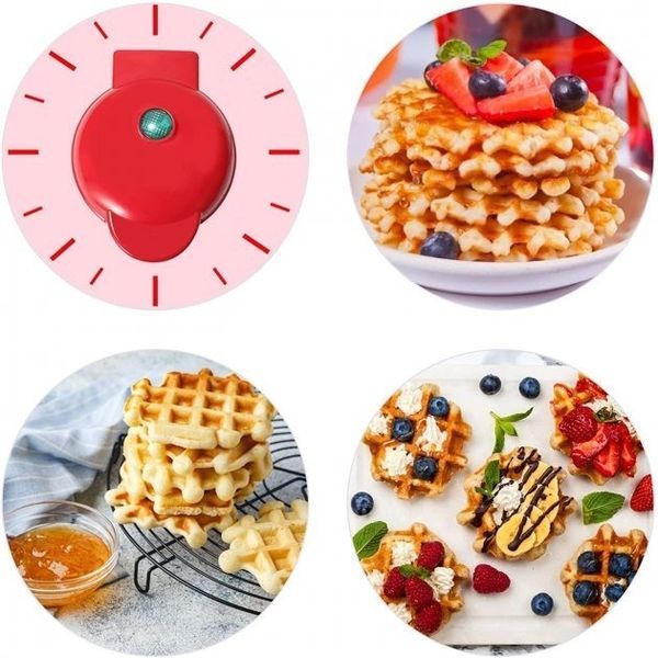 Вафельница UKC Waffle Maker XL-287 с антипригарным покрытием Красная 350 Вт Нержавеющая сталь 14465 фото