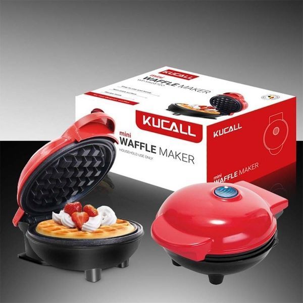 Вафельница UKC Waffle Maker XL-287 с антипригарным покрытием Красная 350 Вт Нержавеющая сталь 14465 фото