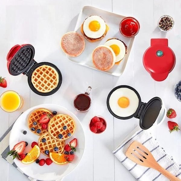 Вафельница UKC Waffle Maker XL-287 с антипригарным покрытием Красная 350 Вт Нержавеющая сталь 14465 фото