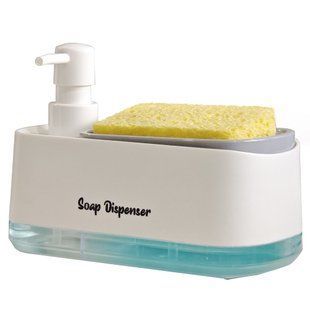 Дозатор рідкого мила Dish Soap Dispenser для мийного засобу з губкою 14364 фото
