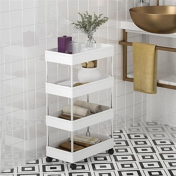 Підлогова полиця-органайзер Bathroom Rack для ванної та кухні, 4 яруси 083o 13907 фото