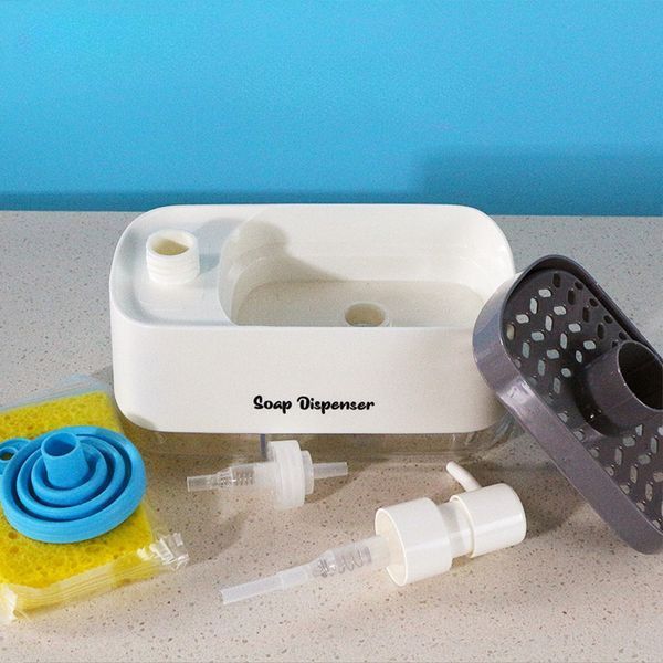 Дозатор рідкого мила Dish Soap Dispenser для мийного засобу з губкою 14364 фото