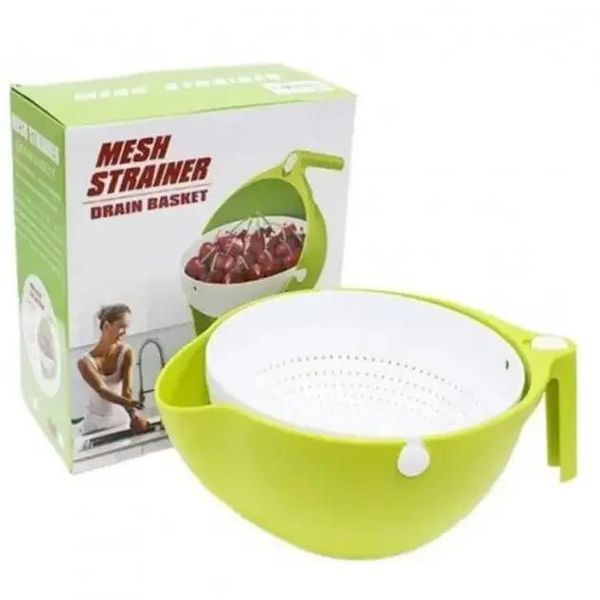 Универсальная миска &ndash; дуршлаг Mesh Strainer Drain Basket ∙ Хозяйственная силиконовая корзина со сливом 2в1 12849 фото