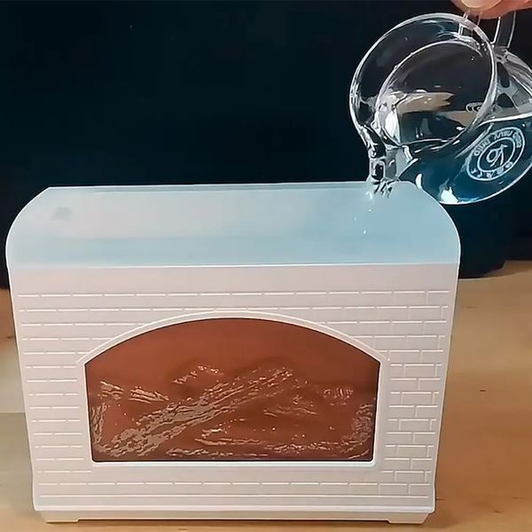 Увлажнитель воздуха Камин с эффектом огня 300мл, от USB / Аромадиффузор / Ночник-увлажнитель 14368 фото