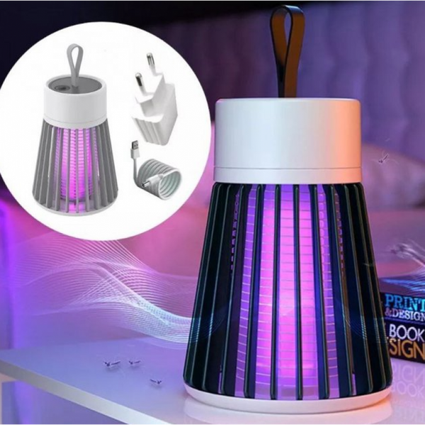 Лампа пастка для комах акумуляторна Electric Shock Світлодіодний знищувач комарів USB 12257 фото