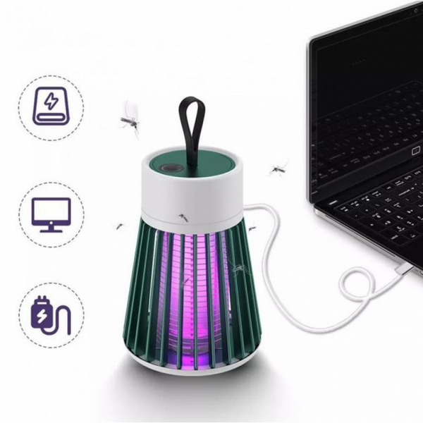 Лампа пастка для комах акумуляторна Electric Shock Світлодіодний знищувач комарів USB 12257 фото