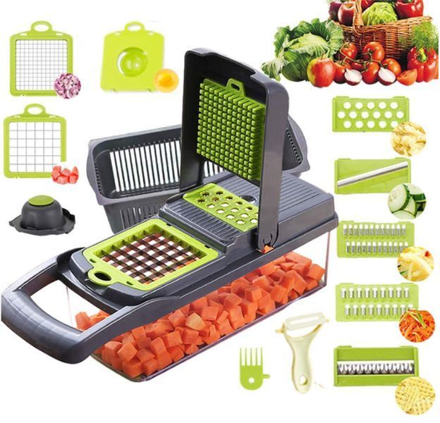Багатофункціональна овочерізка 14 в 1 Veggie Slicer ситечко для яєць і ніж для очищення овочів 13350 фото