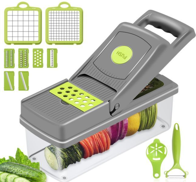 Багатофункціональна овочерізка 14 в 1 Veggie Slicer ситечко для яєць і ніж для очищення овочів 13350 фото