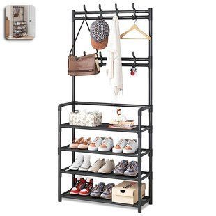 Напольная вешалка для одежды New Simple Floor Clothes Rack с полками и крючками 12364 фото