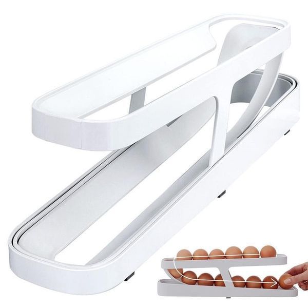 Контейнер-лоток для яєць W41 Egg Dispenser компактний двоярусний органайзер для зберігання яєць 13121 фото