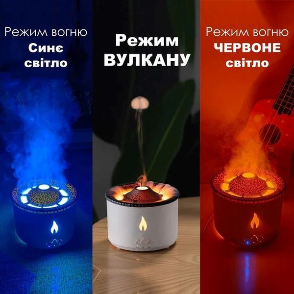 Портативный увлажнитель воздуха аромадиффузор электрический для дома ультразвуковой NOVA V19 с эффектом вулкана и пламени черный 14370 фото