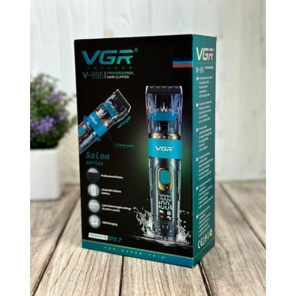 Акумуляторна машинка для стрижки волосся і бороди VGR V-695 з LED-дисплеєм 12427 фото