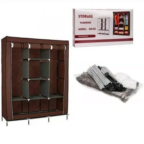Складана тканинна шафа для одягу та взуття 175х130х45 см Storage Wardrobe каркасна шафа для одягу 6717 фото