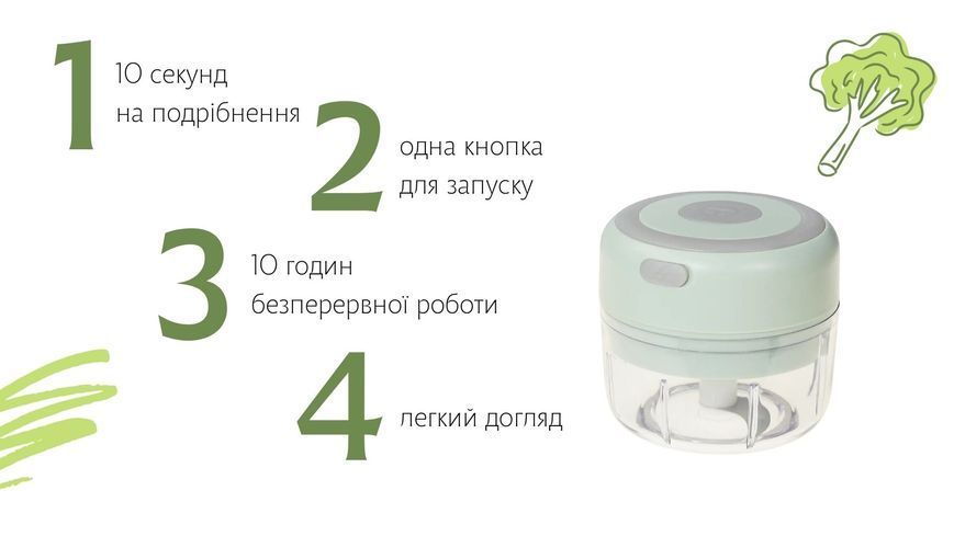 Измельчитель кухонный SV1876 Беспроводной портативный USB блендер для овощей и специй 30Вт 11810 фото