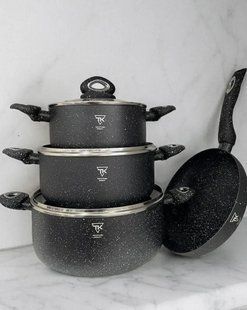 Набір посуду Top Kitchen 7 предметів з гранітним покриттям, Колір: Чорний 3097 12967 фото