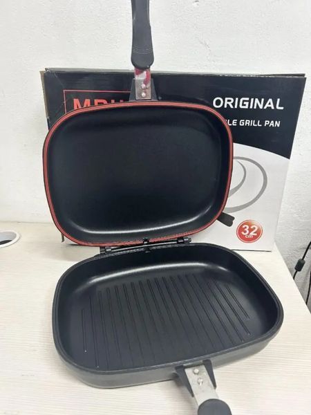 Сковорода для гриля Double Grill Pan 32 см. двойная, литый алюминий, черный 12811 фото