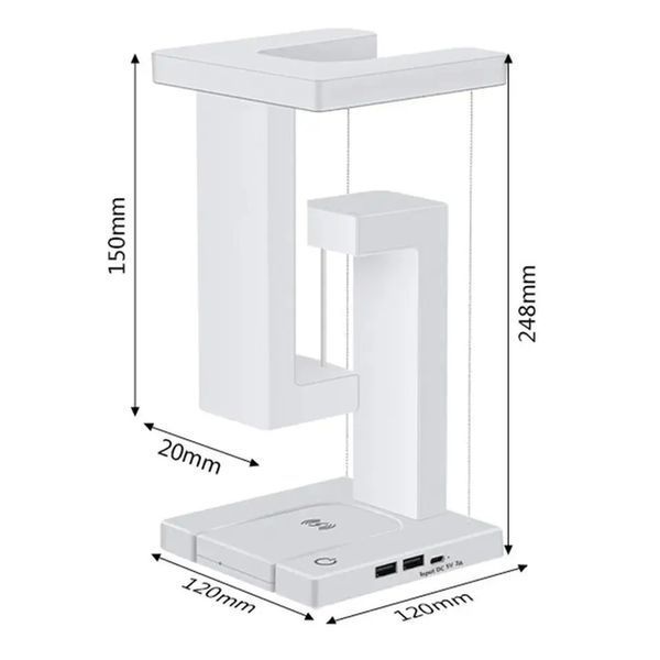 Нічник з бездротовою зарядкою Levitation Anti-Gravity Wireless Білий 13241 фото